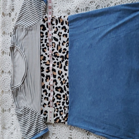Womens Color Block Animal Print Top Size L - Picture 4 of 5